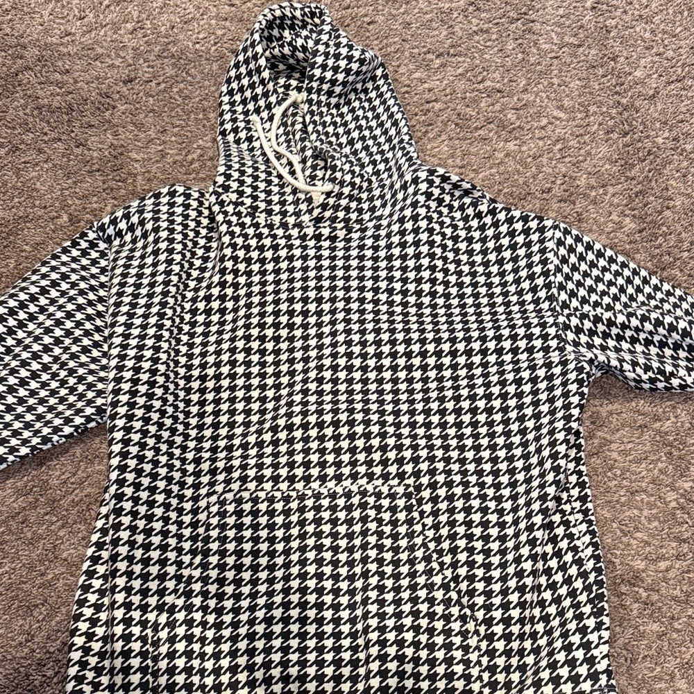 Black and White Houndstooth Hoodie (printed on Independent Trading Co hoodie)